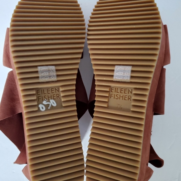 Eileen Fisher Rusty Brown Nubuck Strappy Zip Up Platform Sandals Size 7.5M - Picture 5 of 8